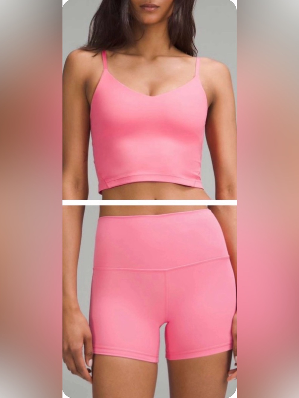 Lululemon SET✨ Align Crop Cami Tank Top (0) + High Rise Short 4” (4) Sakura Pink
